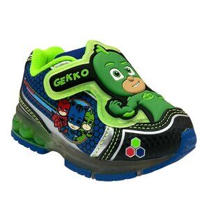 PJ Masks Toddler Boy's Slip-on Sneakers Size 6 Black-Green-Blue Light-Up Shoes